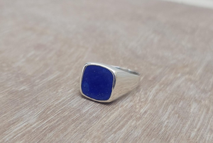 Blue Lapis Signet <b>Ring</b> 925 Sterling <b>Silver</b> Cushion 12mm Lapis Lazuli Gemstone <b>Ring</b> Yellow Gold Plated <b>Men</b> Jewelry Gift For Him - Product Image 3