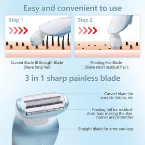 Afeitadora Eléctrica para Mujer con Doble Cuchilla, Recortadora de Bikini Húmeda/Seca para Cara, Piernas y Axilas, para Afeitar en Húmedo o Seco - Product Image 3