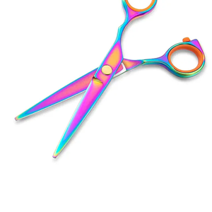 Ciseaux de coupe de cheveux à lame droite ciseaux de coiffure de salon avec repose-doigt amovible en or et anneau en caoutchouc, vente en gros - Product Image 2