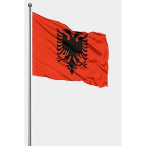 Drapeau d'Albanie pour l'extérieur avec impression numérique, mât en aluminium et fibre de verre durable, fabriqué en polyester de haute qualité - Product Image 1