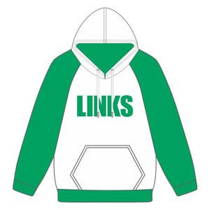 Il link ha incorporato felpa con cappuccio bianco con maniche Raglan verdi nero civico e professionale organizzazione di abbigliamento personalizzato - Product Image 2