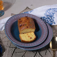 Ensemble de 4 assiettes à collation en céramique bleue vintage de 7,5 pouces, lavables au lave-vaisselle, durables, écologiques, pour la maison et les hôtels