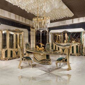 Set da Pranzo di Lusso <span class=keywords><strong>Majestica</strong></span> Hotel Emma in Legno di Teak Massiccio Intagliato a Mano con Finitura Verde, Arredamento Classico di Lusso - Product Image 4