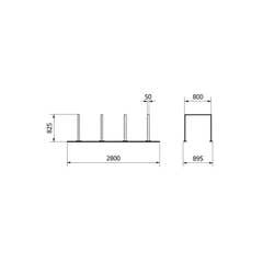 Sistema di supporto a binario, 4 supporti in acciaio piatto 50x12 mm, 2800x800mm (LxP), da avvitare, grigio - Product Image 4