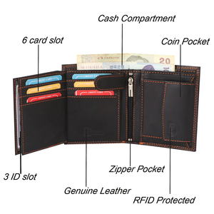 Cartera negra con bloqueo RFID plegable para hombre, longitud corta, función antirrobo multiusos, estilo de moda con forro abierto de poliéster - Product Image 2