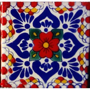 C #117 Mexicano TalaVERA Hecho a mano Cerámica Piedra sinterizada Azulejo de pared y piso Muestra de México - Product Image 1