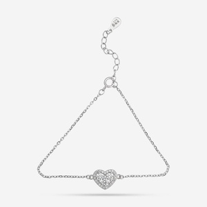 Bracelet tennis en or 18 carats plaqué rhodium avec pendentif cœur pour femme - Product Image 1