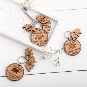 NOUVEAU PRODUIT! Porte-clés en bois gravé au laser en forme d'ours, porte-clés en bois de bambou avec logo et texte personnalisés, support personnalisé - Product Image 4