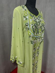 Robe de soirée islamique florale de luxe pour femmes, kaftan brodé à la main, robe de bal, silhouette, décoration en dentelle pour les mariées - Product Image 5