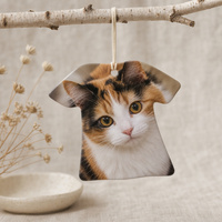 Ornement en céramique en forme de t-shirt personnalisé, portrait photoréaliste d'un animal de compagnie, impression pour les amoureux des chats, décoration murale pour l'entrée