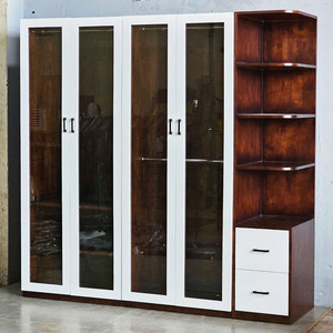 Moderno Armario Independiente de Madera de Caucho con Puertas de Vidrio 200x55x200cm Muebles para el Hogar TQA68049 - Product Image 2