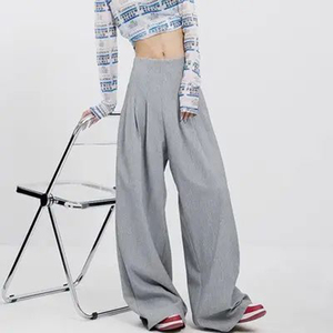Pantalon de jogging pour femme taille mi-haute, coupe large évasée, respirant, en coton/polyester, avec logo brodé, style décontracté - Product Image 2