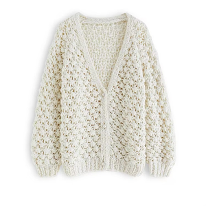 Suéter Cárdigan de Algodón 100% Ecológico Informal de Otoño para Mujer, con Logotipo Personalizado, Cierre de Botones, Tejido de Punto, Largo, Venta al por Mayor - Product Image 1