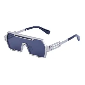 جديد 2024 نظارات ريترو الشعبية من Steampunk نظارات شمسية عصرية قطعة واحدة للرجال نظارات غير منتظمة نظارات