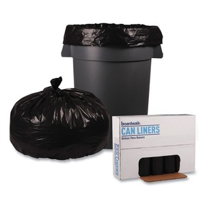 Boardwalk 38 In. X 58 In. 60 gallons Sacs poubelle en polyéthylène recyclé noir à faible densité de 2 mil, durables et épais (100/carton) - Product Image 2