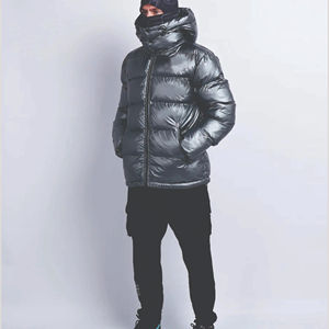 Venta al por mayor de alta calidad de los hombres de talla grande de invierno chaqueta acolchada de dibujos animados con capucha logotipo personalizado OEM impreso impermeable - Product Image 4