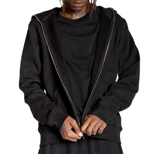 Offre Spéciale 100% coton de haute qualité personnalisé hommes Full Zip Streetwear écologique hiver français éponge blanc goutte épaule bouffée - Product Image 1