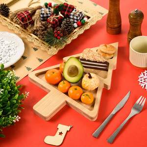 ถาดไม้ไผ่หลายช่องสำหรับใส่ของตกแต่งวันหยุดถาดไม้รูปทรงต้นคริสต์มาส - Product Image 4