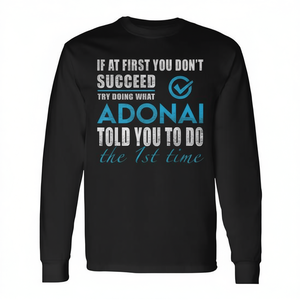 T-shirt à manches longues col rond unisexe pour adulte, motif Adonai, cadeau religieux, impression numérique, tenue d'église - Product Image 2