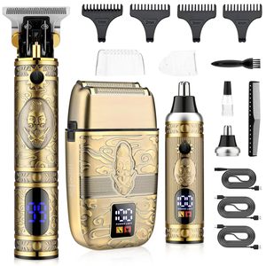 Set de Barbería Profesional Inalámbrico con Cuchilla en T para Hombre, Recortadora de Barba y Nariz, con Batería, para Cortar y Afeitar el Cabello Masculino - Product Image 2