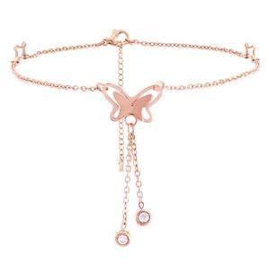 Wholesale Summer Fashion Minimalist Women's Titanium Steel <b>Anklets</b> with Zircon and Butterfly Design - Product Image 1