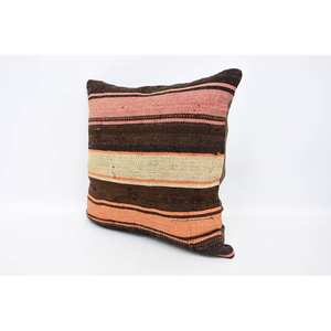 Brown Vintage <b>Fluffy</b> Pattern Wool Kilim 16x16 Inch Patchwork Pillow Luxury Woven <b>Bedding</b> Portable and Christmas Style - Product Image 4