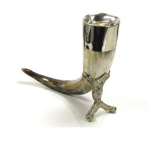 Corne à boire élégante de qualité supérieure, corne à boire authentique pour le vin, le miel, les fêtes, avec support et étui en cuir - Product Image 3