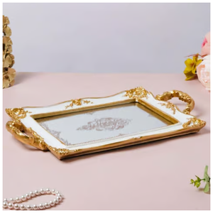 Vente en gros de plateau de service pour la maison, les hôtels et les restaurants plateau de service pour aliments décor plaqué or plateau de service pour le thé en métal au design moderne - Product Image 3