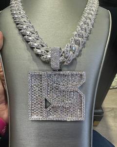 Personnalisable Argent 925 Hommes Moissanite Pendentif Miel Peigne Diamant Réglage Mode Pendentifs Charmes Toutes Les Lettres - Product Image 6