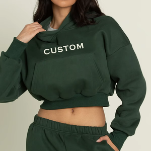 Jersey de mujer, ropa de salón, Top corto personalizado para mujer, chándal, Sudadera con capucha serigrafiada - Product Image 3