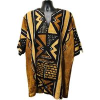 Vestido Corto Africano Bogolan para Hombre, Hecho a Mano, Bordado, de Lino y Algodón, Transpirable, Corte Holgado, Ropa Tradicional con Patrón Geométrico