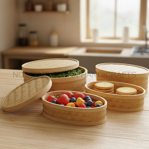 กล่องไม้ไผ่ทรงรีธรรมชาติ ทนทาน งานสานด้วยมือ สำหรับจัดเก็บของใช้ในบ้าน ผู้ผลิตและผู้ส่งออกจำนวนมาก - Product Image 3