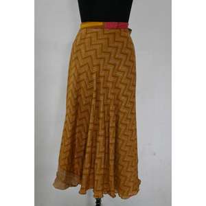 Boho-Style Vintage <b>Maxi</b> Dress Reversible <b>Floral</b> Print Natural Waistline Women's Silk Wrap <b>Skirt</b> for Casual Summer Wear - Product Image 2