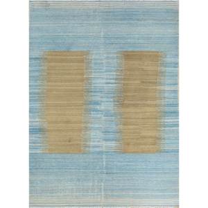 พรมขนสัตว์สีน้ำเงินแบบทอเรียบขนาดใหญ่ 9x12 ฟุต สำหรับทางเข้าบ้าน รูปทรงสี่เหลี่ยมผืนผ้า ลายแบบนามธรรม สำหรับตกแต่งบ้าน-Afdw-275(Bl) - Product Image 1