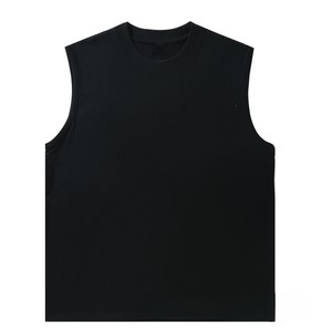 China Bangladesh Factory OEM Customized Logo Embroidery Men 350G <b>Heavyweight</b> Pure Cotton Sleeveless Loose Fit O Neck <b>T</b> <b>Shirt</b> - Product Image 4
