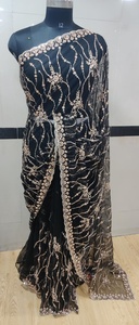 Sari Premium para Mujer con Bordado de Lentejuelas y Tela de Red, con Pieza de Blusa sin Coser | Sari de tela de red para mujer | Sari Elegante para Mujer para Todas las Temporadas - Product Image 1