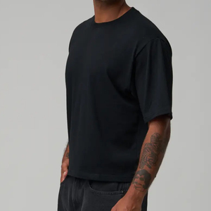 เสื้อยืดครอปทรงโอเวอร์ไซส์ ผ้าคอตตอน 100% แบบถัก สไตล์ลำลอง สำหรับผู้ชาย  แบบเรียบ  ย้อมสีพื้น  สามารถสั่งทำได้ - Product Image 5
