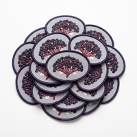 Badge hexagonal vintage sablier en sergé bleu marine avec bordure marine, thermocollant, pour la création de patchs personnalisés en gros