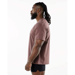 Camiseta Extra Grande para Hombre, Color Marrón, Algodón Grueso, Corte Holgado, Manga Corta, Estilo Urbano, Informal, Relajada, Básica para Gimnasio, Lisa, con Logotipo Personalizado - Product Image 3