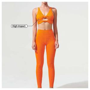 Ensemble legging d'entraînement pour femmes 3 pièces, solide et écologique, sans couture, hautement extensible, avec logo à manches longues, trous pour les pouces, ensemble de yoga - Product Image 4