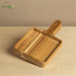 Planche à découper et à servir carrée en bois d'acacia - Conception à double usage, écologique, lavable au lave-vaisselle, 3 cm d'épaisseur - Product Image 1