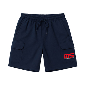 Pantalones cortos cargo de algodón azul marino para hombre, ropa de verano con logotipo personalizado y bolsillos, pantalones cortos cargo OEM para hombre - Product Image 1