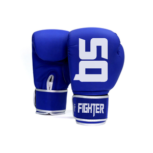 Guantes de boxeo de PU con logotipo personalizado de alta calidad Muay Thai Kick Boxing Guantes Punzonado MMA Entrenamiento Azul y cuero mate Profesional - Product Image 3