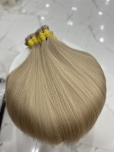 Vente en gros de cheveux humains vietnamiens longs, soyeux, lisses et lisses, blonds, 100 grammes en vrac, toutes les cuticules alignées, toutes les couleurs conviennent - Product Image 3