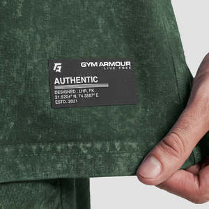 T-shirts imprimés vert délavé style streetwear en jersey épais 300 grammes, disponibles par sérigraphie - Product Image 5