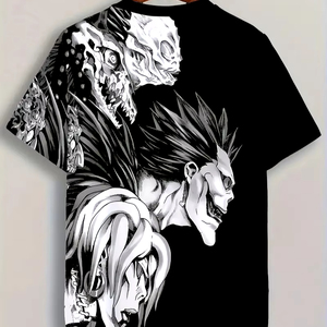 Maglietta da uomo Casual con stampa gotica in stile gotico e traspirante ampia girocollo per tutto 2024 prezzo di vendita, colore nero, con <span class=keywords><strong>Note</strong></span> di morte - Product Image 1