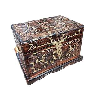 Boîte à bijoux en bois personnalisable de haute qualité, doublée de velours, avec compartiments de rangement pour une protection optimale des bijoux, prix de gros - Product Image 1