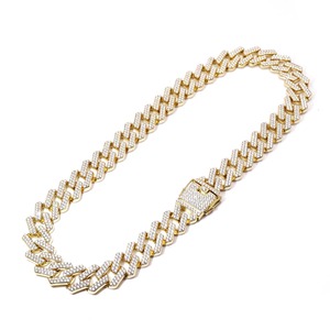 Chaîne à maillons cubains de 16 pouces en diamant cultivé en laboratoire de forme ronde et glacée Collier Hip Hop en or jaune 14 carats pour bijoux pour hommes - Product Image 3