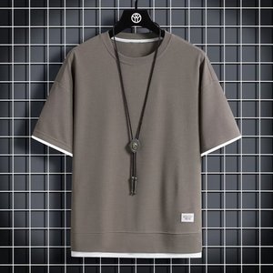 Camiseta de Verano para Hombre, Manga Corta, Corte Regular, Transpirable, con Tela de Lona de Poliéster/Algodón, Tallas Personalizadas - Product Image 5