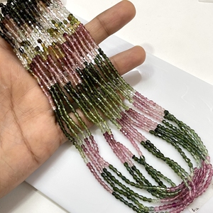 Perles de pierre en forme de tambour à facettes multi-tourmaline 3MM uniques perles en gros de tourmaline naturelle pour la fabrication de bijoux - Product Image 4